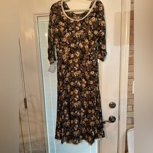 Floral Black and Cream Maxi Dress